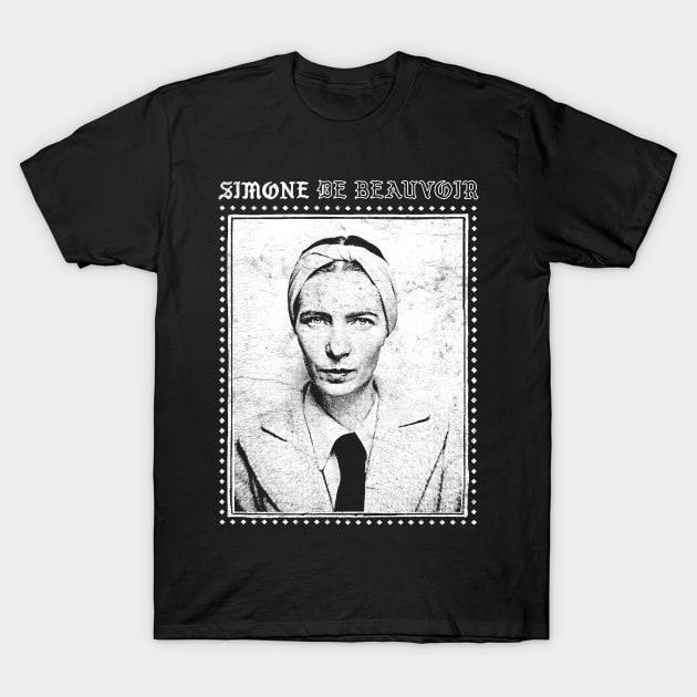 Simone de Beauvoir // Faded Style VIntage Look Design T-Shirt by DankFutura